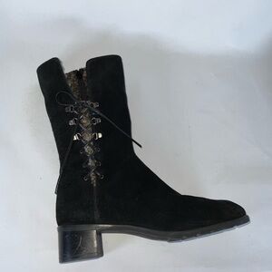 STUART WEITZMAN Suede Zip Lace Up Fur Lined Warm Boots Size 8.5 M